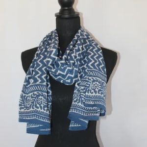 Versatile Indigo Hand Block Zig Zag India Print Fabric, Cotton, 22 X 67 inches